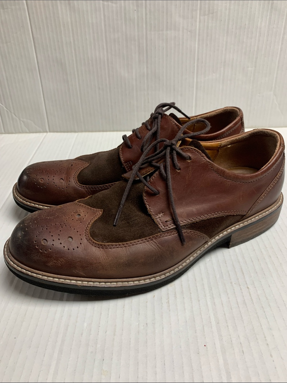 Ecco Kenton Brogue Brown Leather Oxfords Lace Up Size 42/9